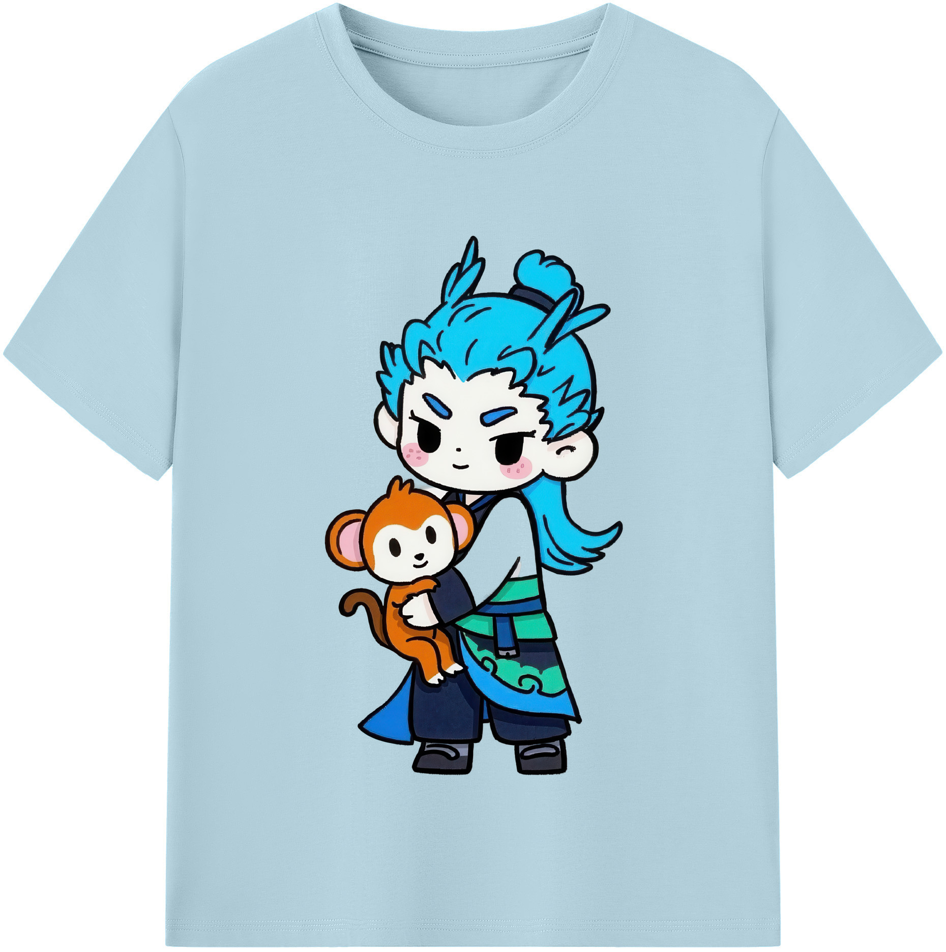（画像用） Ne Zha 2 ナタ 魔童の大暴れ 綿100％半袖Tシャツ（フロントプリント）